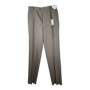 Men's LOUIS RAPHAEL Dark Khaki Flat Front Dress Pants Sz 33x47 NWT 100% wool